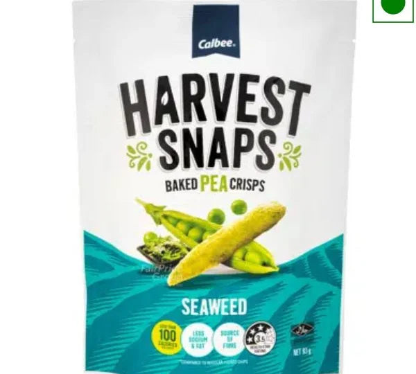 CALBEE HARVEST SNAPS BAKED PEA CRISPS SEAWEED 93 GM