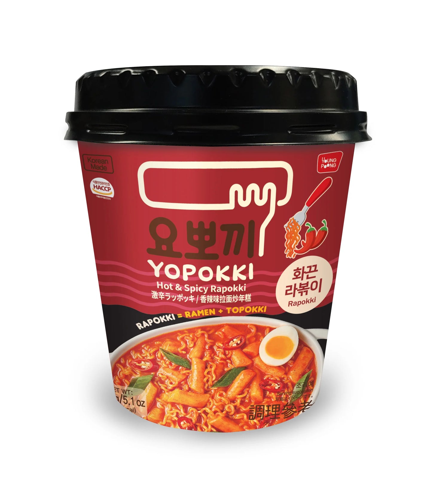 YOPOKKI HOT & SPICY RAPOKKI CUP 145GM