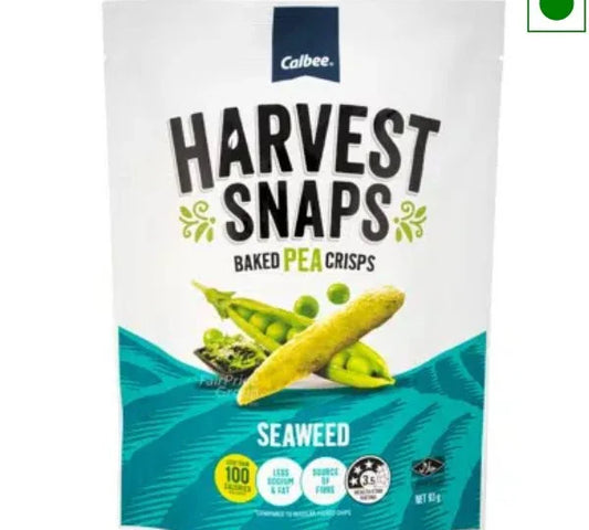 CALBEE HARVEST SNAPS BAKED PEA CRISPS SEAWEED 93 GM