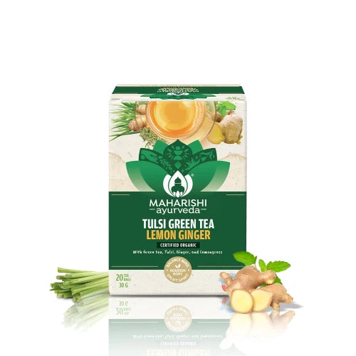 MAHARISHI AYURVEDA TULSI GREEN TEA lEMON GINGER 30 GM