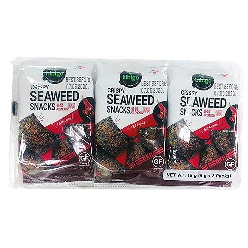 SM-BIBIGO CRISPY SEAWEED SNACKS BULDAK 비비고 스낵김 불닭